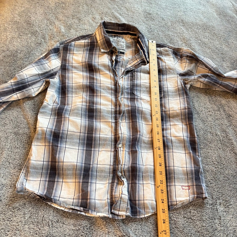 Levi Strauss Mens Medium Plaid Western Button Up Shirt Two Horse Brand 19537 - Picture 10 of 12